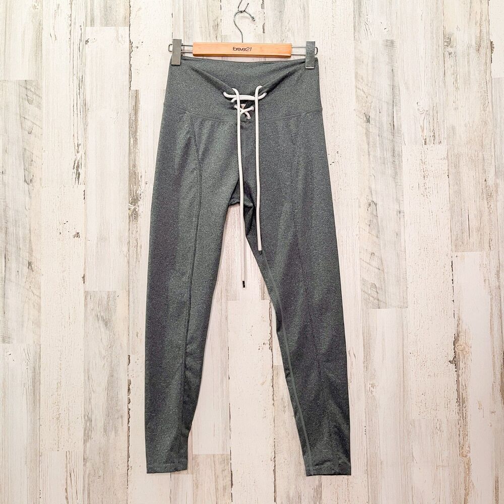Ethereal Lace-Up Active Legging Pants S Gray Work Out Yoga Fitness Running